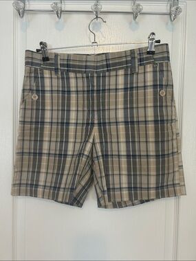 Nautica Tan and Navy Plaid Women’s Bermuda Shorts